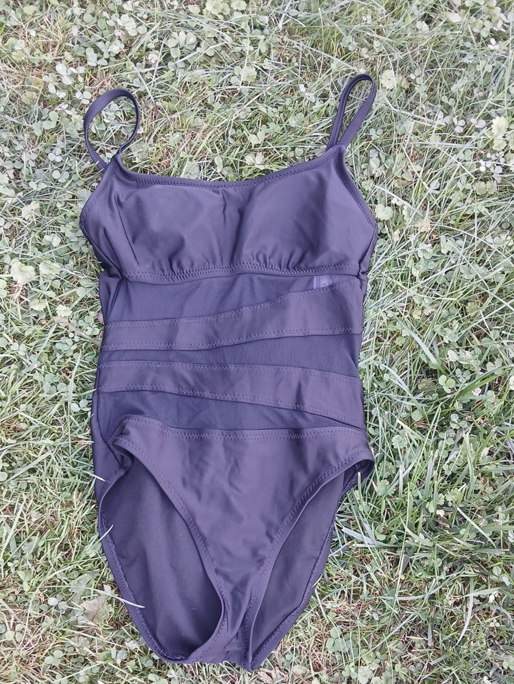 Shade & Shore Black One-Piece Swimsuit with Sheer Band Accents
